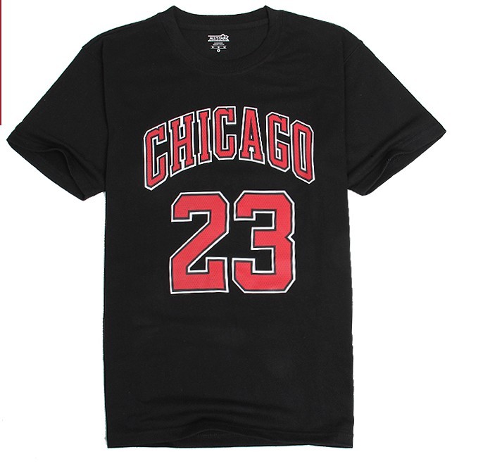 Men's  Chicago Bulls #23 Michael Jordan Black T-shirt